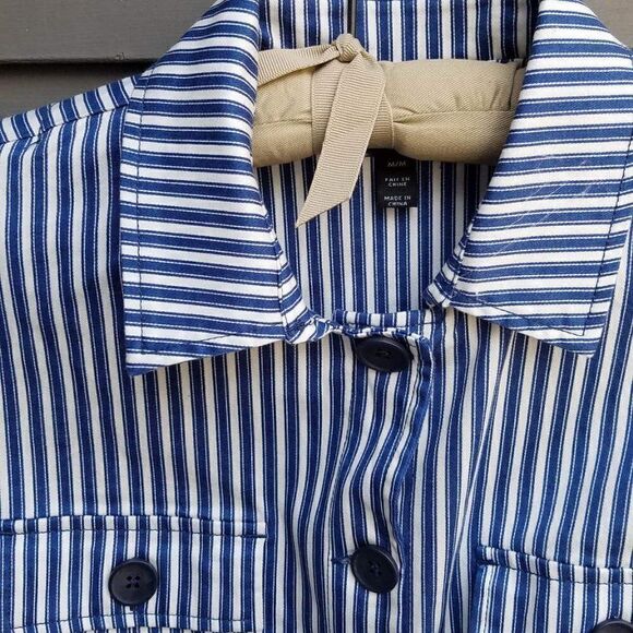 Tribal Blue and White Stripe Jacket w/Roll up Sleeves Size Medium - Picture 5 of 12